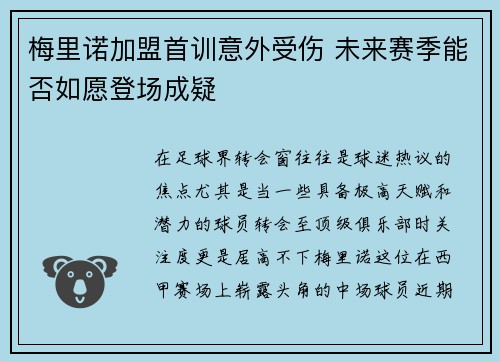 梅里诺加盟首训意外受伤 未来赛季能否如愿登场成疑